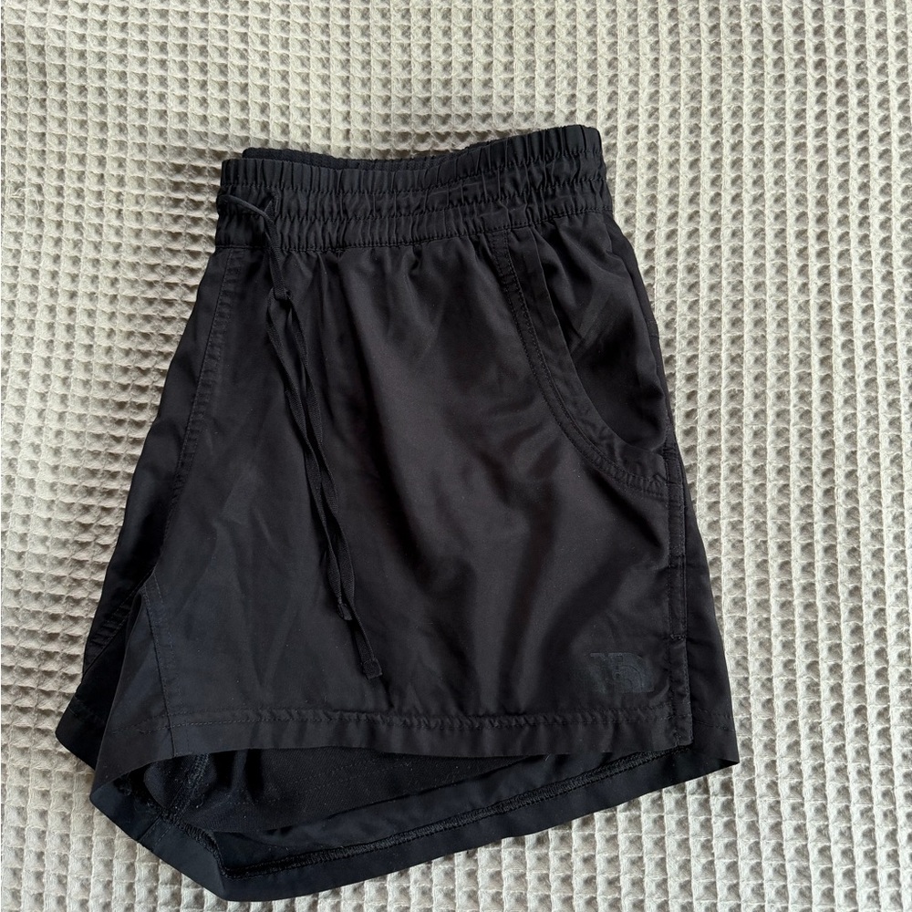 The North Face Women's Black Athletic Shorts with Drawstring and Pockets